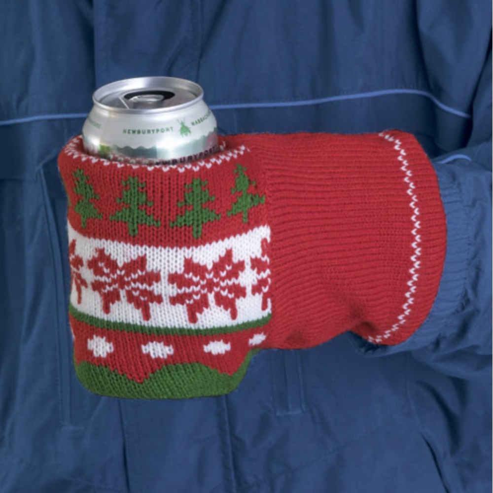 Set of 2- Holiday Sweater Koozie Gloves-stocking stuffer